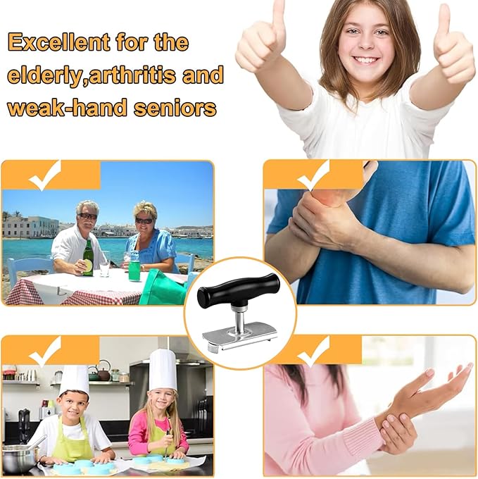 Jar Opener - Jar Openers TopRated for Seniors, Bottle Openers for Seniors, Mutil Lid Opener, Get Lids Off Easily (Black)