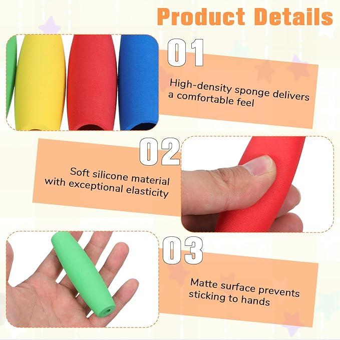 12 PCS Foam Grip Tubing, No-Cut Foam Tubes Grips Aid for Utensil Adaptive Utensil Cutlery Padding Grip Handle Comfort Grips for Disabled and Elderly, 4 Colors