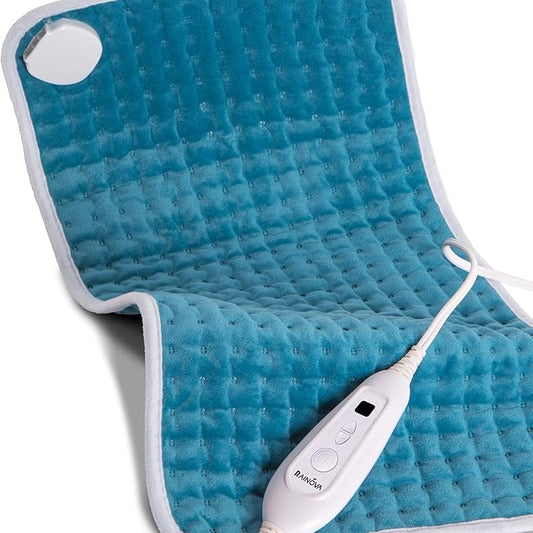 RAINOVA Heating Pad Electric Throw for Back Pain & Cramps Relief, 17''x33'' Electric Pad with Auto Shut Off, Heated Pad- 6 Heat Settings,Christmas Gifts for Women, Men, Mom, Dad(Blue)