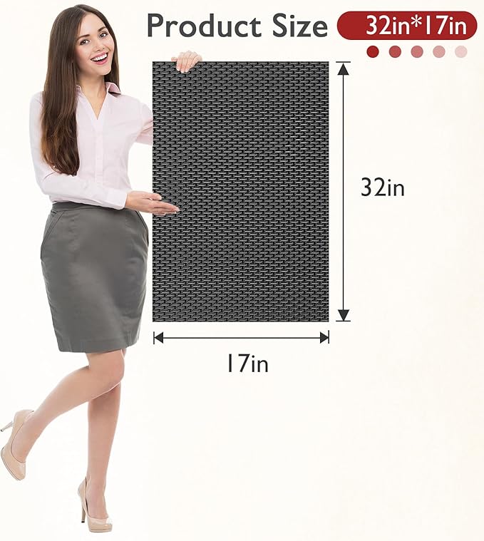 Extra Large Non-Slip Shower Mat, Fast-Dry PVC Bath Stall & Tub Mat, Drain-Hole Design,for Shower Stall Tub for Elderly/Kids，Non Slip Bathroom Safety Accessory，Black 32"x17"