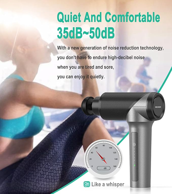 Medcursor Massage Gun - High Intensity Brushless Motor, Handheld Percussion Deep Tissue Massager with 6 Massage Heads for Sore Muscle and Stiffness, Valentines Day Gifts (Gray)