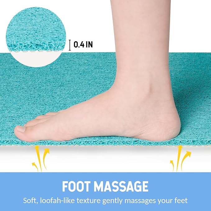 Hargiis Non-Slip Bathtub Mat, Anti Slip Shower Mat, Fast Drying Bathtub Mats, Foot Scrubber Mat, Anti Slip Mat for Tub, Floor, Bathroom, Kitchen, Home, Hotel (Turquoise Blue 36"×24")