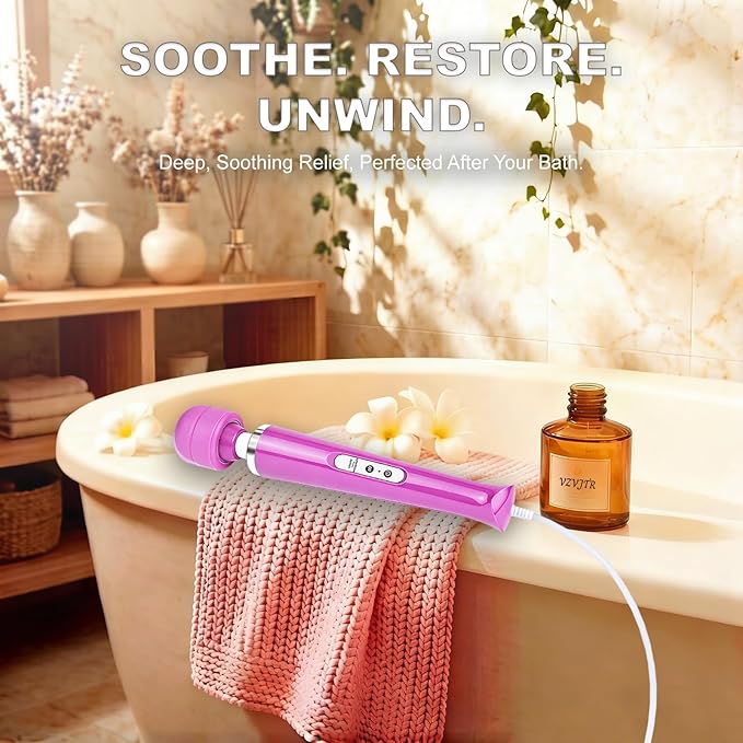 Handheld Electric Back Massager, 10 Speed Wired Deep Tissue Vibrating Massager for Muscle Aches (Purple)