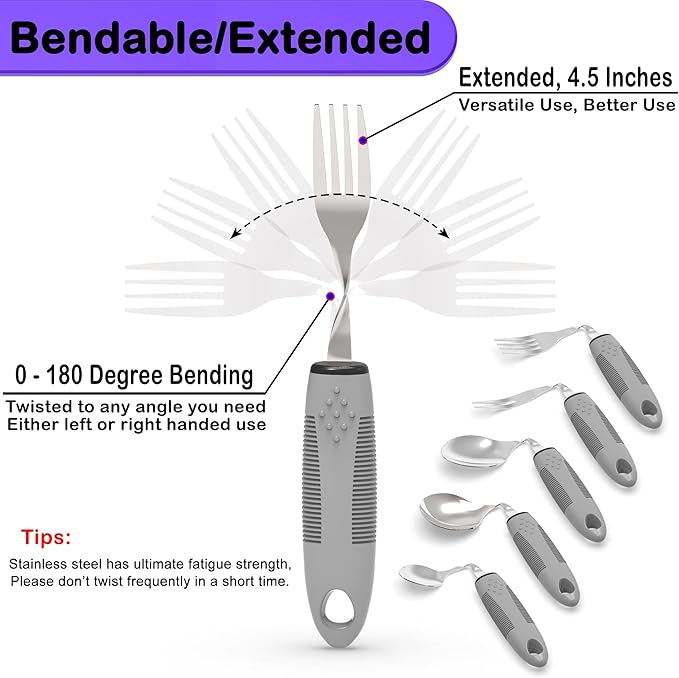 Adaptive Utensils, Weighted Utensils for Hand Tremors, Parkinsons Utensils for Parkinsons Patients, Adaptive Eating Utensils for Disabled People, Handicap Utensils/Built Up Utensils for Adults