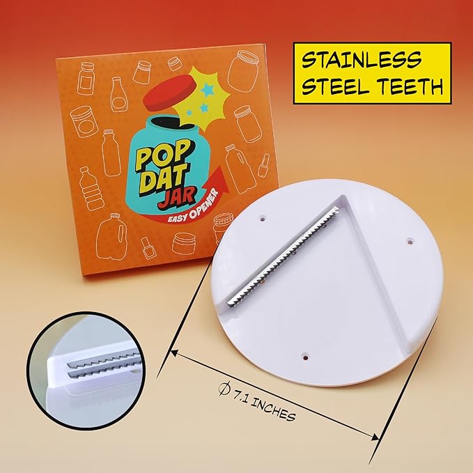 POPDATJAR Under Cabinet Jar Opener - Stainless Steel Lid Opener For Seniors With Arthritis & Weak Hands - Ideal for Any Size Lid - Easy, One-Handed Kitchen Gadgets & Elderly Must Haves