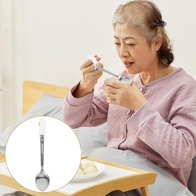 Adaptive Spoon and Fork Set for Disabled and Elderly Non-Slip Weighted Utensils for Tremble Proof Eating for Rehabilitation and Indoor Use