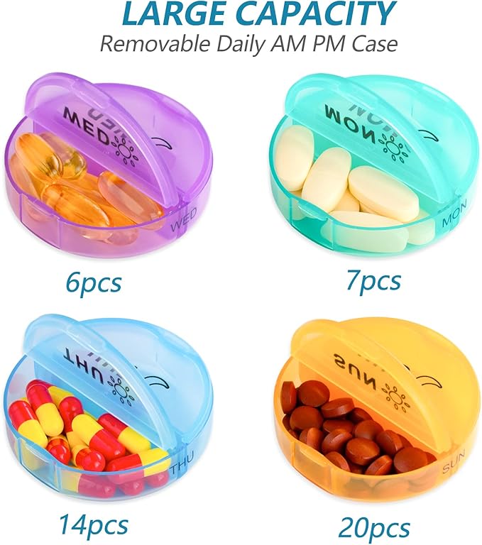 Yaklim Monthly Pill Organizer 2 Times A Day,XL One Month 28 Day Pill Box AM PM,Daily Pill Case Large 4 Week,Medication Organizer Dispenser for Pills,Fish Oils, Vitamin,Supplement（4 Colors ）