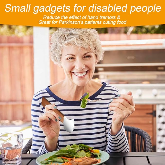 YOTAN Rocker Knife for Disabled, Steak Knives One Handed Gadgets, Curved Knife for Make Salad or Cut Food in Can & Bowl, Adaptive Eating Flatware Helps Hand Tremors, Parkinson, Arthritis, Elderly
