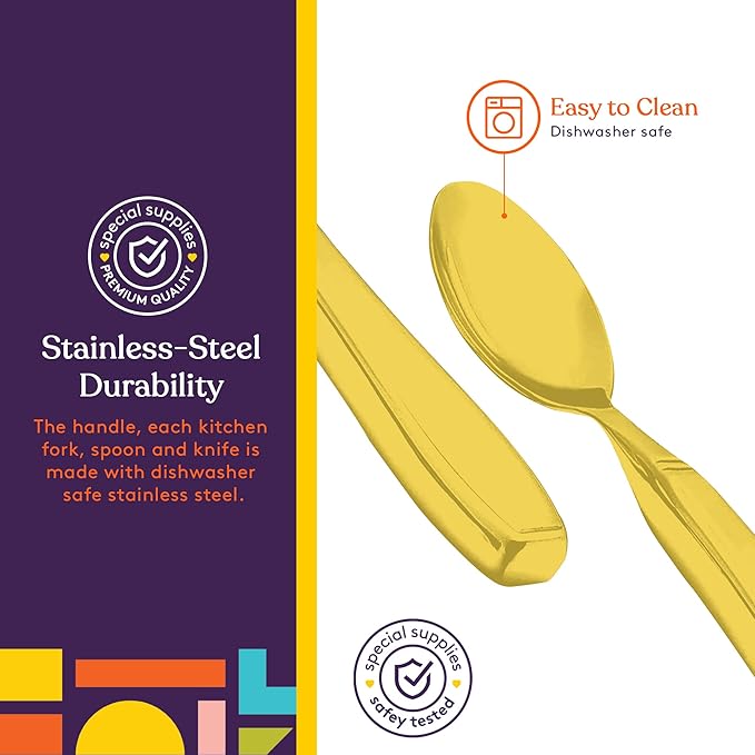 Special Supplies Premium Stainless Steel Weighted Flatware for Parkinson's Patients- Adaptive Silverware for Adults with Hand Tremors-Wide Non-Slip Grip, Easy to Clean -Weighted Silverware For Elderly