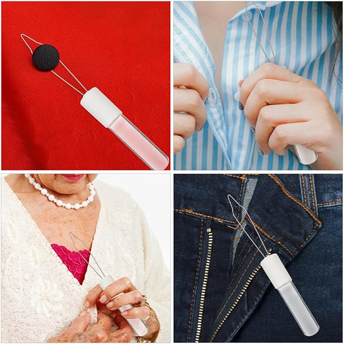 2pcs Acrylic Button Hook Zipper Puller Dressing Aid Tool for Seniors with Limited Mobility, Buttoning and Zipper Assistance for Elderly and Arthritis, Portable Handheld Dressing