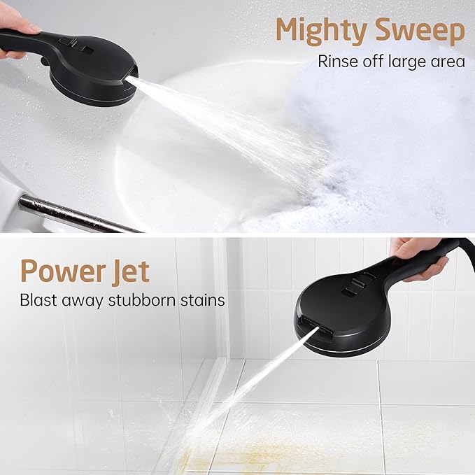 KES High Pressure 9 Functions Adjustable Handheld Shower Head with 30-Inch Shower Slide Bar & 59-Inch Hose, Built-in Power Wash to Clean Tub Tile & Pet, Wall Mount Matte Black 18/8 Stainless Steel