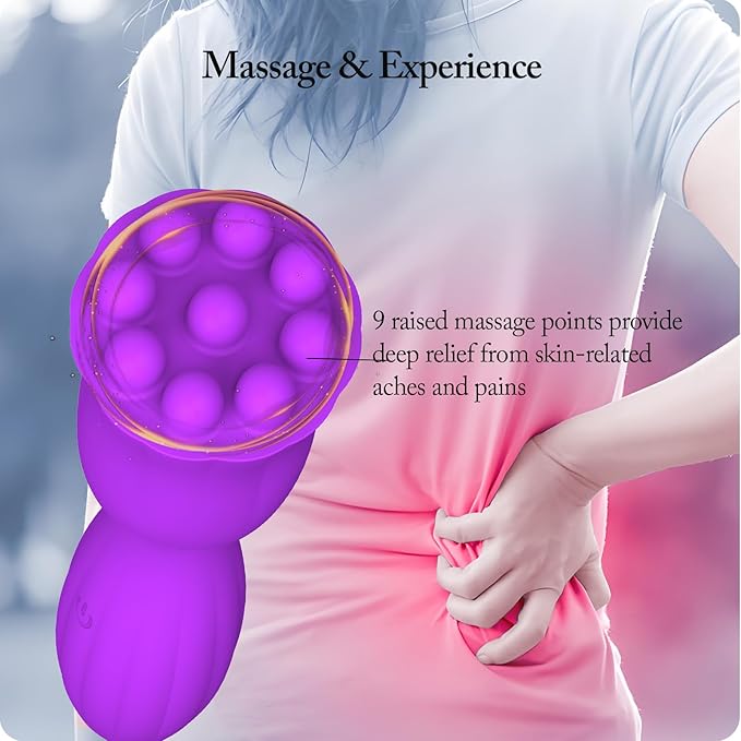 Mini Handheld Massager, Waterproof Soft Silicone, for Shoulder, Back, Neck, Face, Head & Full Body Muscle Relief, USB Rechargeable, 10 Adjustable Speed Modes, Purple