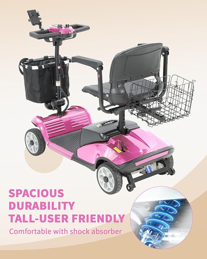 Mobility Scooter for Seniors/Adults, up to 300lbs Capacity, 4 Wheel Heavy Duty Mobility Scooters with 15 Miles 350W 5MPH，Front Basket, Adjustable Seat, LED Headlights