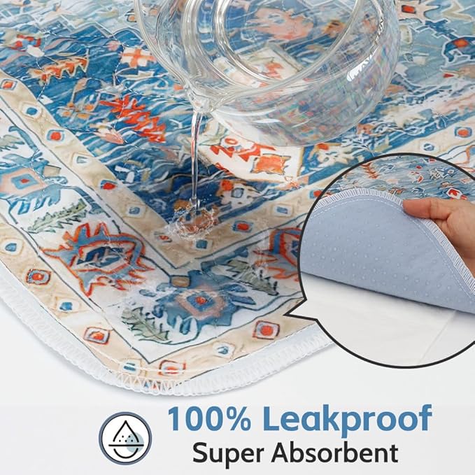 Washable Pee Pads for Dogs 2 Pack Reusable Puppy Training Pads 24"x18" Super Absorbent Waterproof Dog Training Pads, Non-Slip Potty Pads Whelping Pads Litter Mat Pet Supplies - Blue/Mix