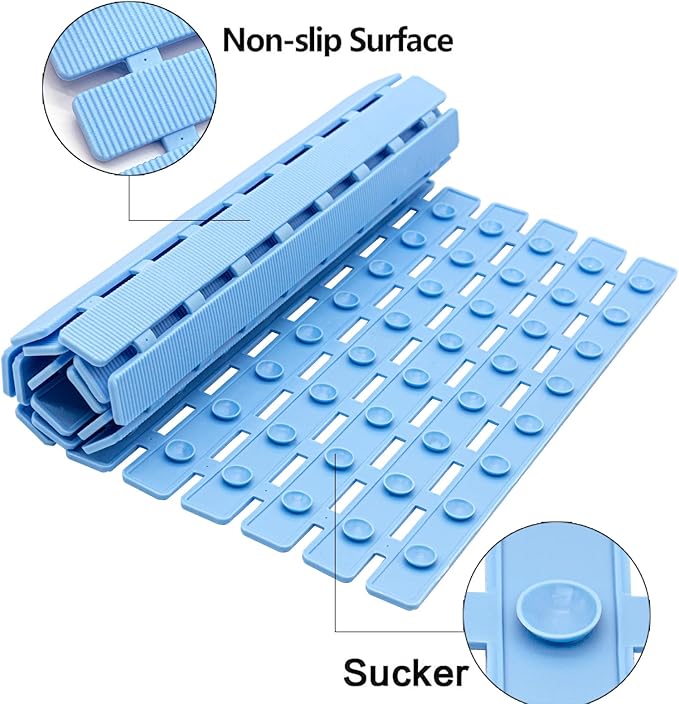 BEMISO BEMISO Shower Mat Non Slip Bathtub Mat with Suction Cups and Drain Holes 27.5 x15.7 Inch Bath Mat for Tub & Shower.Easy Dry,Easy to Cut,Eco-Friendly
