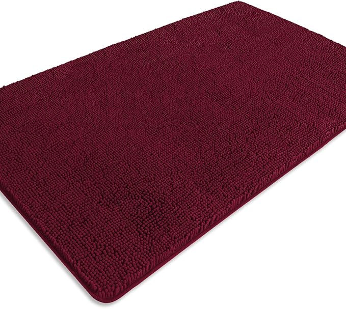 Bathroom Rugs 36 x 60 Inch – Extra Large Bath Mat | Absorbent and Washable Thick Chenille Bath Rugs Non-Slip Runner Rug for Bathroom, Shower, Tub(Vivid Burgundy)