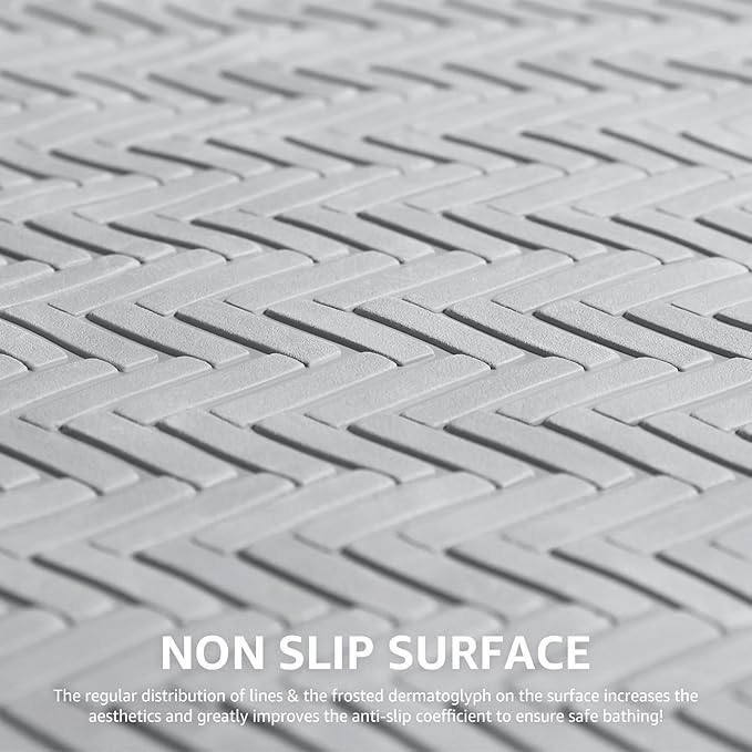 OTHWAY Bathtub Mat Non Slip, Extra Long Rubber Bath Mat for Tub, Machine Washable Shower Anti Slip Mat with 332 Strong Suction Cups (A Little Grey, 36" x 17")