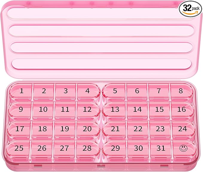 Zoksi Monthly Pill Organizer 1 Time a Day, 30 Day Pill Box Organizer Once a Day, One Month Large Pill Case for Travel, 31 Day Daily Medcine Container for Vitamins, Supplement & Medication (Pink)