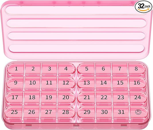 Zoksi Monthly Pill Organizer 1 Time a Day, 30 Day Pill Box Organizer Once a Day, One Month Large Pill Case for Travel, 31 Day Daily Medcine Container for Vitamins, Supplement & Medication (Pink)