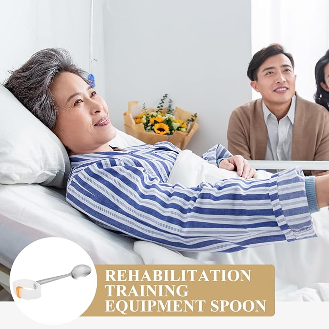 Adaptive Spoon and Fork Set for Disabled and Elderly Non-Slip Weighted Utensils for Tremble Proof Eating for Rehabilitation and Indoor Use