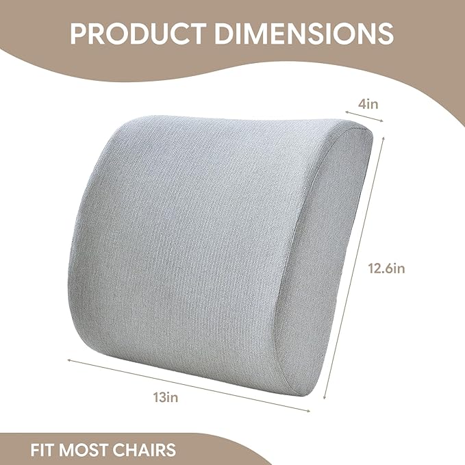 Back Support Pillow for Recliner Support Pillow with Gel Memory Foam Ergonomic Orthopedic Couch Lumbar Cushions for Elderly Lower Back Pain Relief Washable Cover, Grey