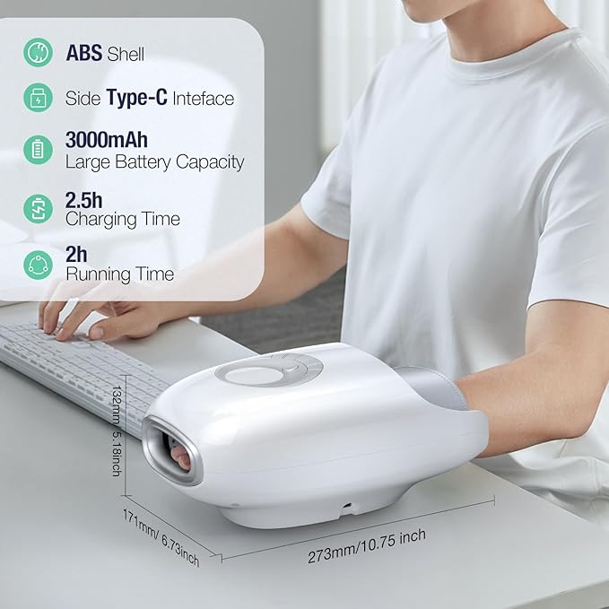 SKRFORM Hand Massager with Heat and Compression, Hand Massage for Arthritis and Carpal Tunnel Relief, 6 Modes Pressure Point Therapy, Blowing Wrist Massager, Finger & Palm Kneading, Gifts for Mom Dad