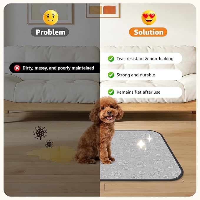 Washable Pee Pads for Dogs, 2 Packs Reusable Puppy Pads with Super Absorbent, Waterproof, Leak-Proof & Non-Slip, Specifically Designed for LOOBANI 43"x43"x27" Foldable Dog Playpen(41"x41"-Gray)
