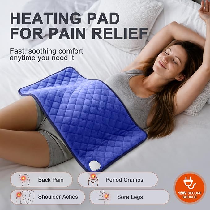 Heating Pad for Back Pain & Period Cramps - King Size 35" x 20" Electric Heating Pad, Adjustable Temperature Settings with Timer and Auto Shut-Off, Machine Washable, Soft Velvet, Gifts for Women & Men