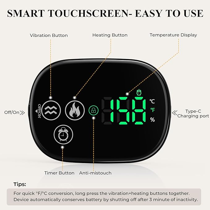 Heating Pad with Massager for Back Comfort, Cordless Lower Back Massager with 6 Heat Levels, Portable Vibrating Heated Belt for Lumbar/Abdominal- Gifts for Women, Men, Mom & Dad