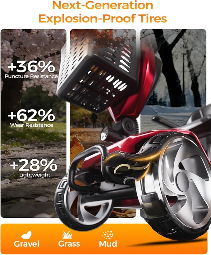Foldable Mobility Scooters for Seniors, Black Powered Electric Wheelchair, 4 Wheel Lightweight Mobility Scooters for Adults, Mobility Scooter with Seat, Folding Travel Motorized Scooter