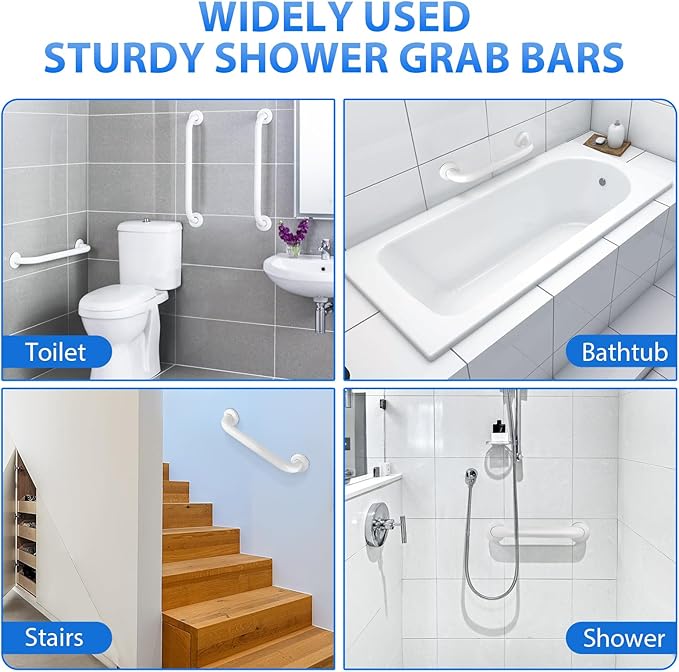 2 Pack Shower Grab Bar, Stainless Steel Bathroom Grab Bar, Grab Bars for Handicap Elderly Seniors Bathroom Safety Grab Bar (12 Inch，White)