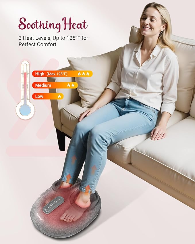 Shiatsu Foot Massager with Heat [2026 Upgraded], Gifts for Him Her, FSA Eligible Deep Kneading Compression, Remote Control, HSA Feet Massage for Plantar Fasciitis, Fits Size 14