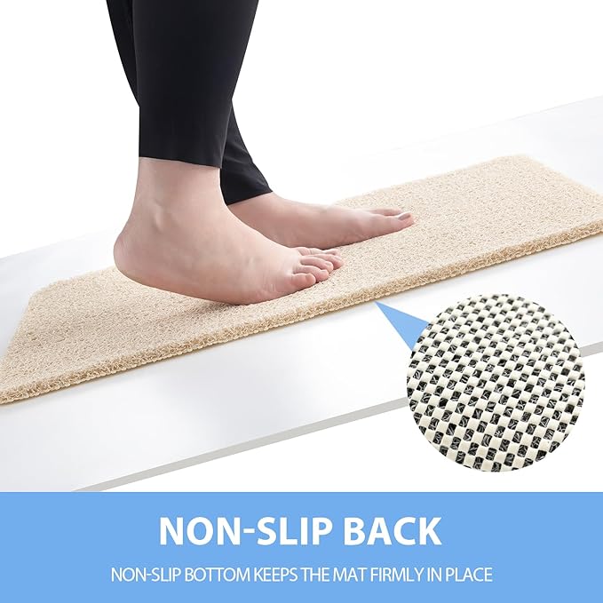 Hargiis Non-Slip Bathtub Mat, 2 Pack Anti Slip Shower Mat, Fast Drying Bathtub Mats, Foot Scrubber Mat, Anti Slip Mat for Tub, Floor, Bathroom, Kitchen, Home, Hotel (Beige 24"×16"+24"×16")