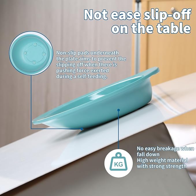 Adaptive Utensils Scoop Weighted Plate,Spill-proof Bowls with Extra Wall for Elderly,Non-slip Disabled Products for Adults/Handicapped/Arthritis/Hand Tremors to Self-feeding-Pack of 1,Bowl