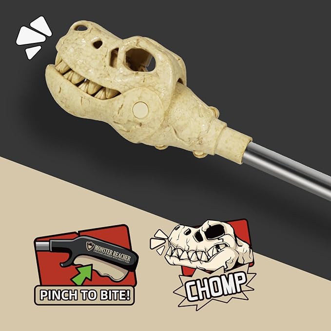 DINOBROS Dinosaur Grabber Toy - 16-Inch Interactive T-Rex Chomper, Dinosaur Fossil Claw Pickup Tool for Kids, Jurassic Dino Toy for Boys and Girls