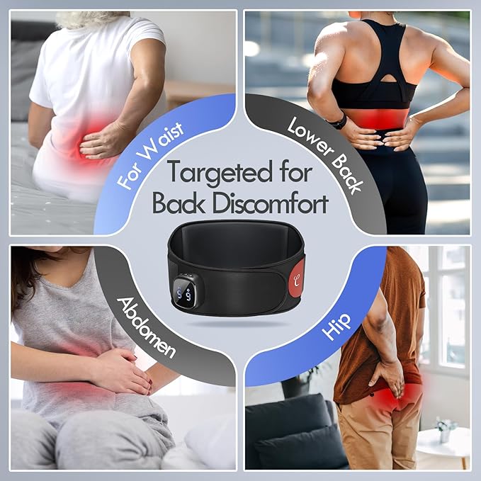 Comfytemp Cordless Portable Heating Pad with Massager for Lower Back Soothing, FSA Eligible HSA 9 Heat 5 Vibration 3 Intensity, Mothers Day Gifts for Mom Dad Rechargeable Wireless App Control