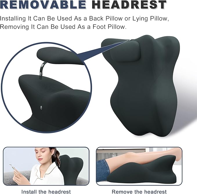 Memory Foam Ergonomic Wedge Pillow, Prone Pillow for Sleeping, Reading Pillow for Bed, Ergonomic Support for Back Pain & Sitting Up, Ideal for Massage, with Removable Cover