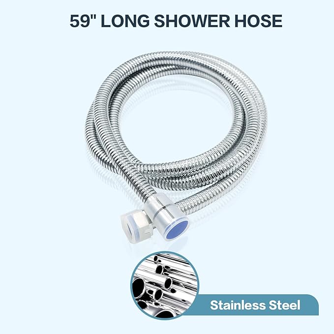 ENGA Vintage Hand-held Shower Rain Sprayer Telephone Shaped Ceramic Shower Head with 59 Inch Hose for Bathroom (Chrome Finish)