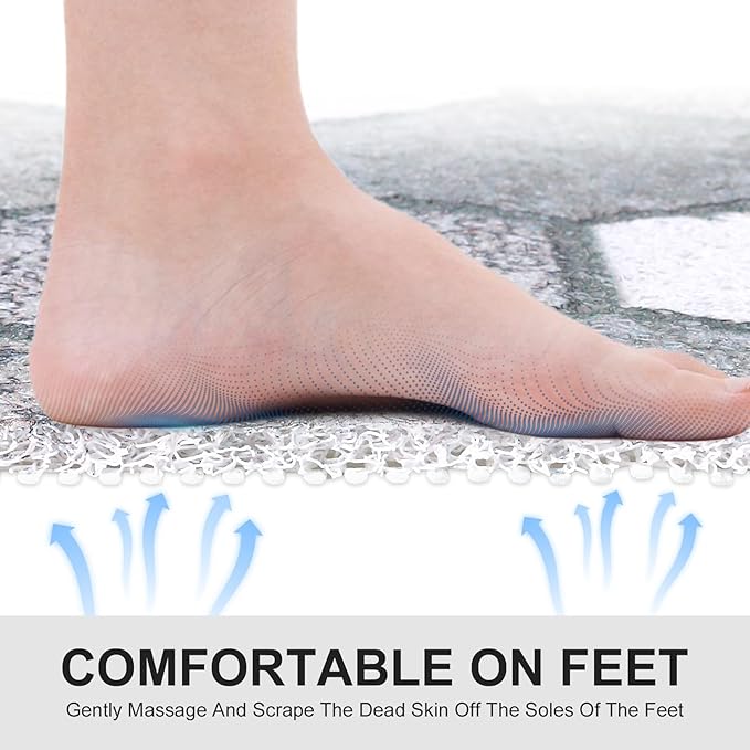 Non Slip Shower Mat: 24 X 24 Inch Stylish Square Shower Mats for Inside Shower - Soft PVC Loofah Trimmable Anti Slip Shower Mat for Elderly, Quick Drying