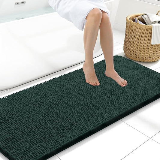 Arotive Bathroom Rugs 59x20, Extra Soft Absorbent Shaggy Chenille Bath Rugs, Machine Washable Rubber Backing Non-Slip Bath Mats for Bathroom Floor Tub and Shower, Home Decor Accessories,Blackish Green