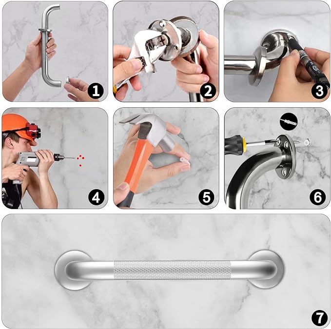 Grab Bars for Shower, 2 Pack 16 Inch Anti-Slip Safety Shower Handle for Senior, Stainless Steel Shower Grab Bars, Handicap Elderly Bathtub and Toilet Bathroom Assist