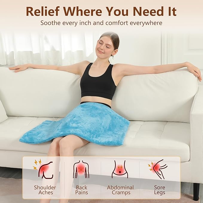 ESTINGO Electric Heating Pad FSA Eligible, Heated Pad for Back Neck Shoulder Pain Relif, Large Heating Pad for Period Cramps with 2H Auto Shut Off and 4 Heating Levels, 18"x33" Royal Blue
