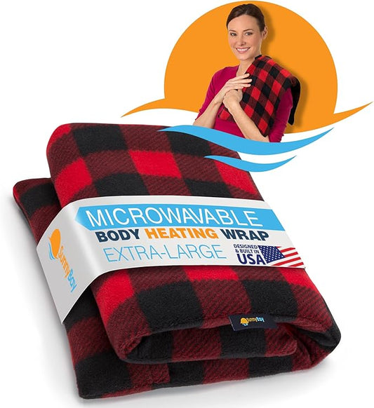 SunnyBay Extra Large Microwave Heating Pad, Microwavable Heavy Weighted Full Body Moist Hot Pack and Washable Fleece Cover, 10x24 Inches, 2.8 lbs, Buffalo