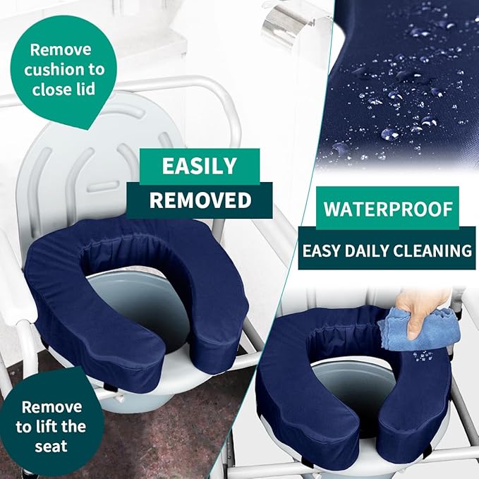 Raised Toilet Seat Cushion – High-Density Foam Booster Pad for Elderly, Seniors, Disabled – Toilet Riser for Standard & Elongated Toilets – Commode Seat Cushion Non-Slip & Easy to Clean (3 inches)
