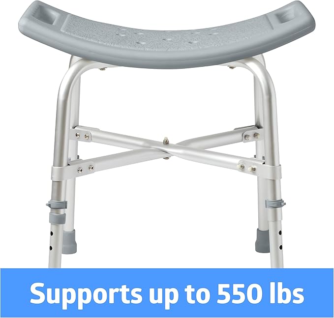 Medline Heavy Duty Shower Chair Bath Bench Without Back, Bariatric Bath Chair Supports up to 550 Lbs