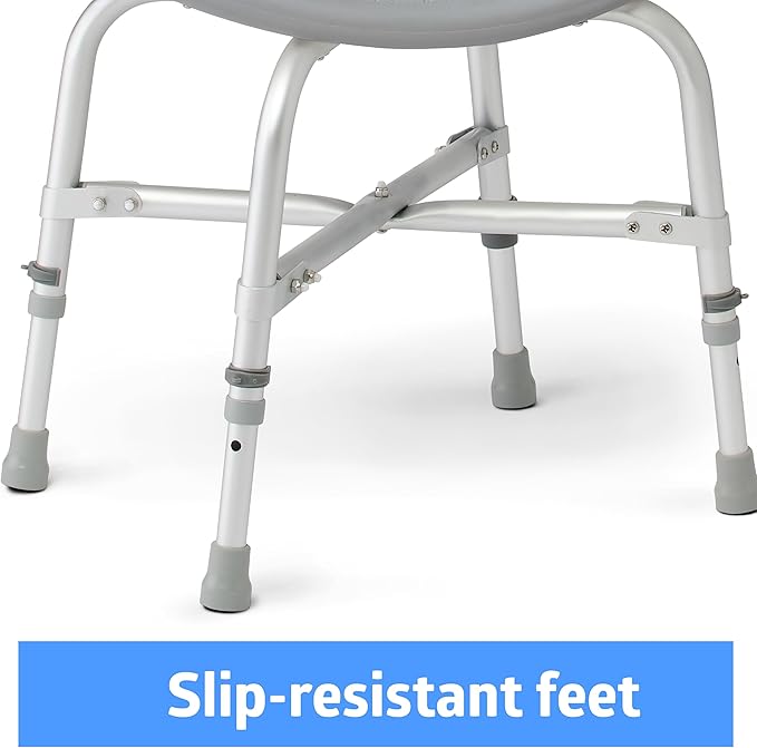 Medline Heavy Duty Shower Chair Bath Bench Without Back, Bariatric Bath Chair Supports up to 550 Lbs