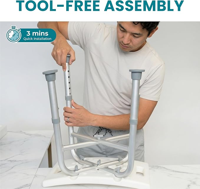 Dr. Aid Shower Chair for Inside Shower - 400 lbs, 5-Height Adjustable Bathroom Stool for Adults, Seniors & Disabled - 3-Minute Tool-Free Assembly, Anti-Slip Bath Bench for Tub & Small Showers