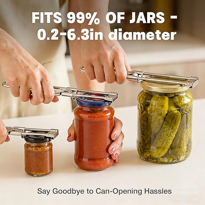 2 Pcs Extended Jar Openers for Weak Hands, Adjustable Stainless Steel Bottle Opener, Can Opener for Seniors with Arthritis, Large and Small Lids Gripper Household Tool, Kitchen Accessories