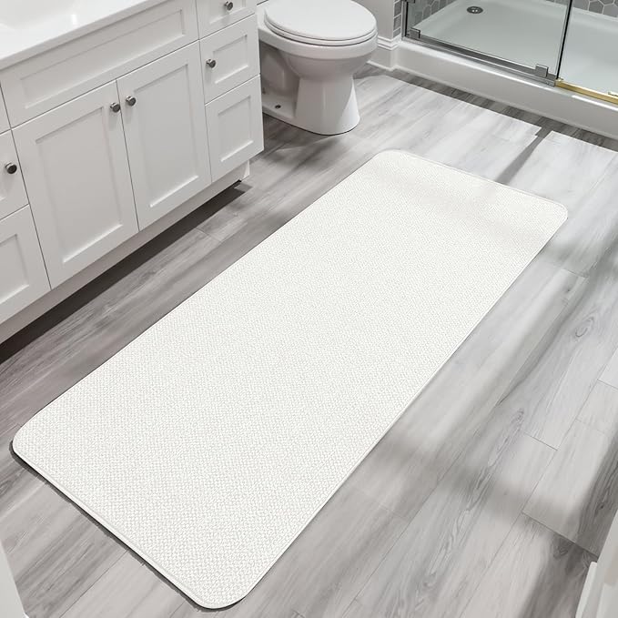 Bosap Bath Mat,Ultra Thin Bathroom Runner Rugs,Large Bath Mats for Bathroom,Quick Dry,Non-Slip,Machine Washable,Low Pile,Bath Rug,Shower Outside,Sink,Home Decor Accessories.Cream,3'x4'(36x48inch)
