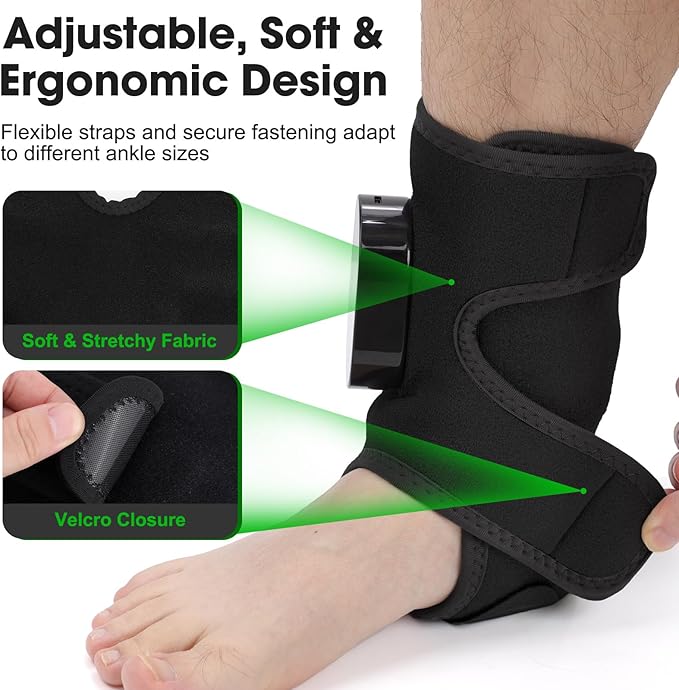DeMoce Cordless Ankle Massager for Pain Relief, Ankle Heating Pad with Massage, HSA Eligible FSA, Foot and Ankle Massager, Foot Massager with Heat, 6 Heat Levels, 3 Vibration Modes, Single One, Black